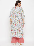 Women Plus Size Multicolored Floral Printed Kurta with Palazzo