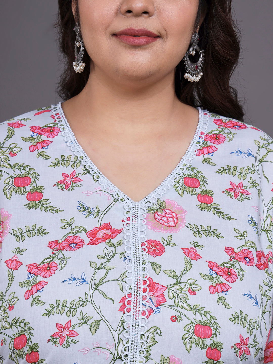 Women Plus Size Floral Pritned Pure Cotton Kurta & Palazzo With Dupatta
