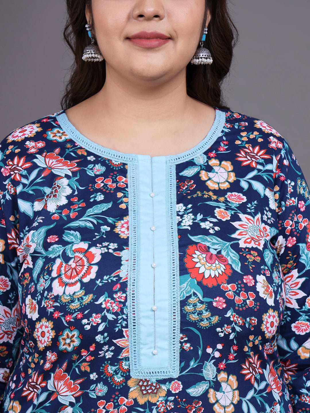 Women Plus Size Multicolor Pritned Pure Cotton Kurta & Palazzo with Dupatta