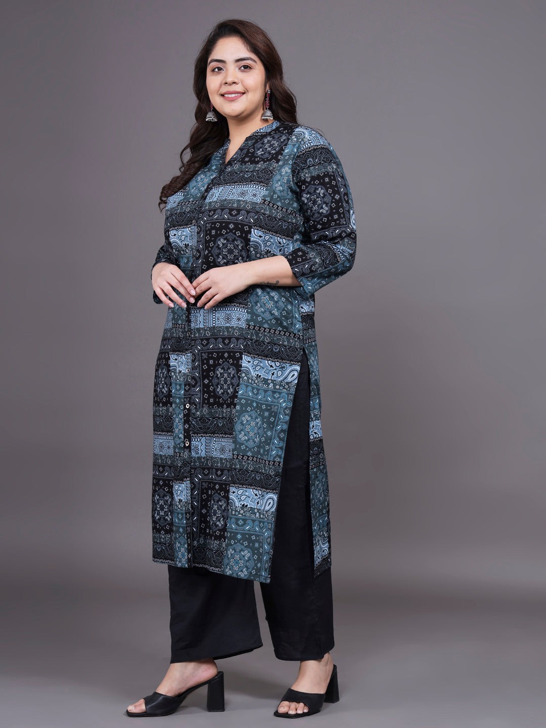 Women Plus Size Abstract Pritned Pure Cotton Kurta & Palazzo