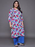 Women Plus Size Multicolor Floral Pritned Kurta & Palazzo