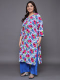 Women Plus Size Multicolor Floral Pritned Kurta & Palazzo