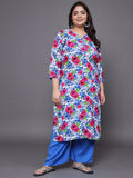 Women Plus Size Multicolor Floral Pritned Kurta & Palazzo