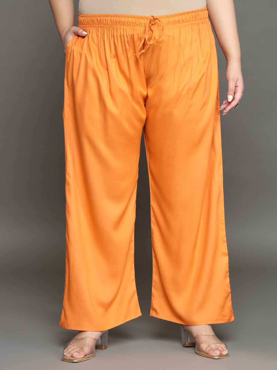 Women Plus Size Orange Floral Printed Pure Cotton Kurta & Palazzo