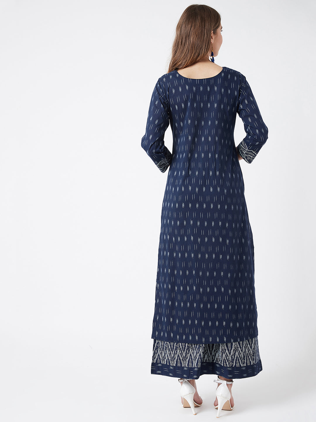 Women Pure Cotton Indigo Printed Kurta with Palazzo