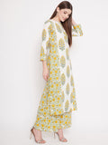 Women White Floral Printed Pure Cotton Kurta with Palazzo