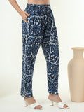 Women Pure Cotton Navy Blue Printed Shirt with Palazzo Co-Ord Set
