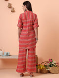 Women Rayon Orange Printed Tunic with Palazzo Co-ord Set