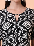 Women Pure Cotton Black Printed Kurta & Palazzo