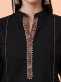 Women Pure Cotton Black Kurta & Palazzo with Printed Dupatta