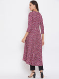 Women Maroon & White Floral Printed Kurta