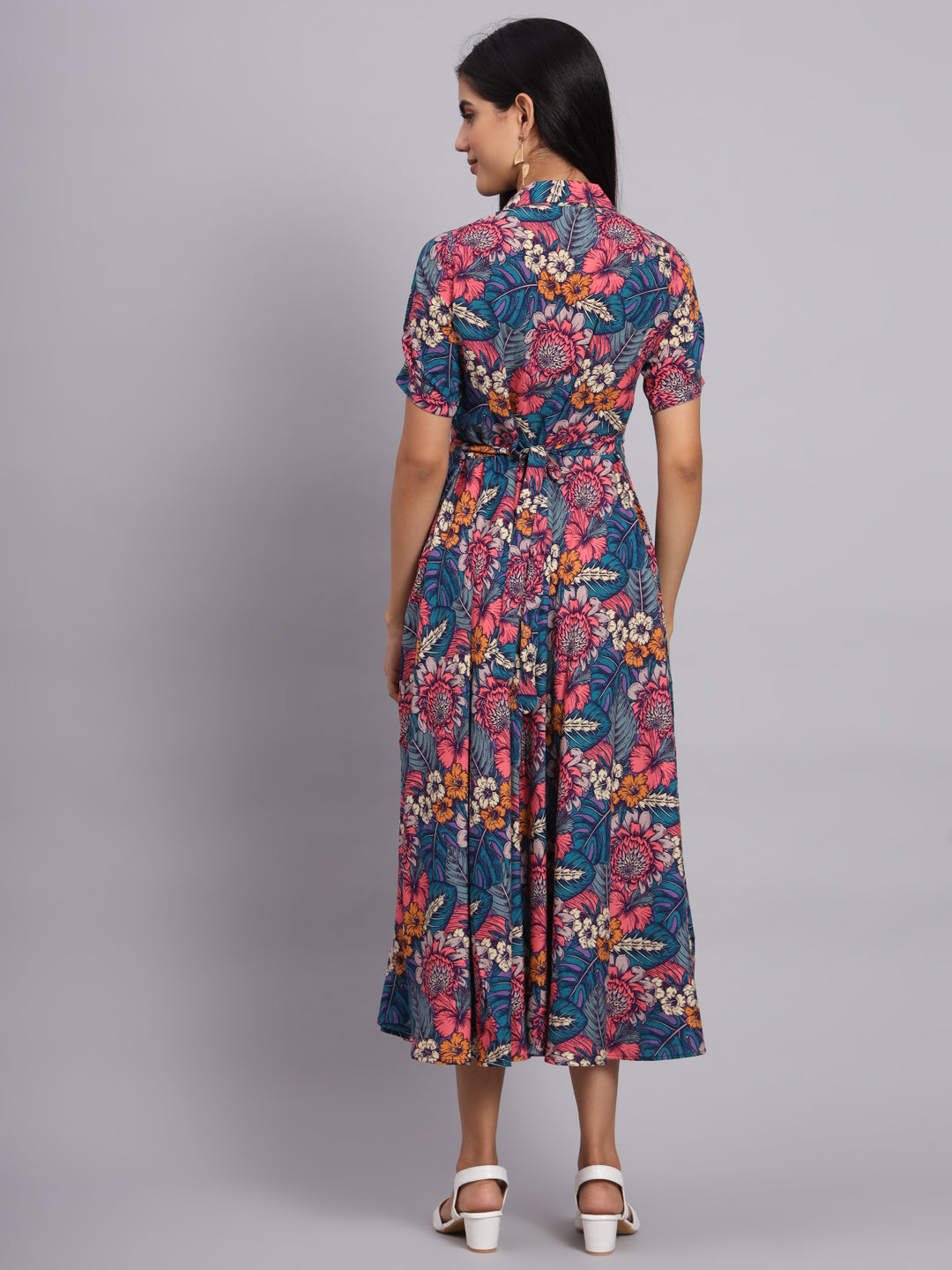 Women Multicolor Floral Printed Fit & Flare Ethnic Dress