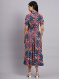 Women Multicolor Floral Printed Fit & Flare Ethnic Dress