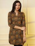 Women Brown Ethnic Motifs Printed Pure Cotton Kurti