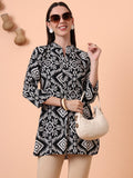 Women Black & White Printed Pure Cotton Kurti